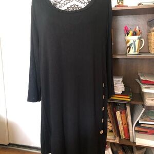 Black Long Sleeve Top with Button Accents